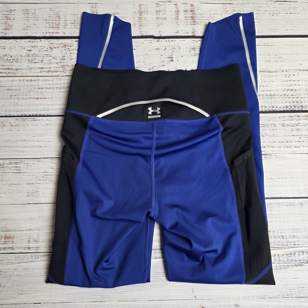 Under Armour Summit Leggings Women's Medium Compression Heatgear‎ Blue Black